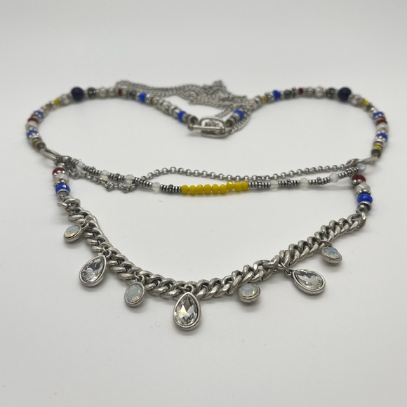 Premier Designs New Old Stock Necklace Earrings Set Silver Tone Rhinestones - Picture 1 of 6